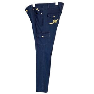 Rocawear Womensy2k Cargo Jeans Dark Wash Embroidered Logo Size 18